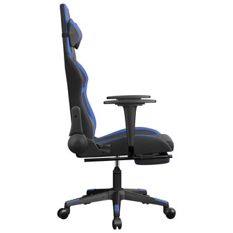 Gamestoel met voetensteun kunstleer zwart en blauw 4