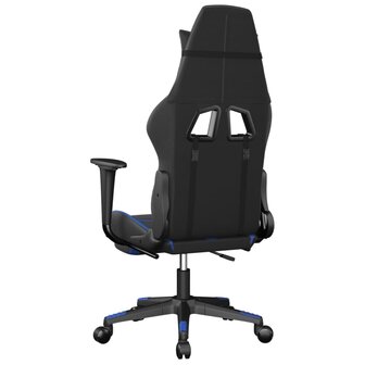 Gamestoel met voetensteun kunstleer zwart en blauw 5
