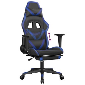 Gamestoel met voetensteun kunstleer zwart en blauw 8