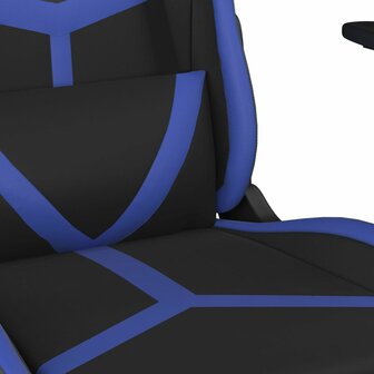 Gamestoel met voetensteun kunstleer zwart en blauw 9