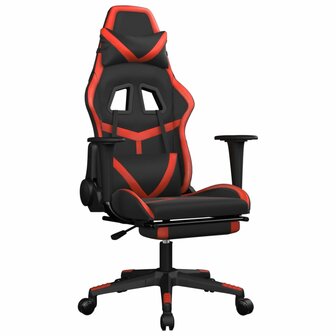 Gamestoel met voetensteun kunstleer zwart en rood 2
