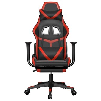 Gamestoel met voetensteun kunstleer zwart en rood 3