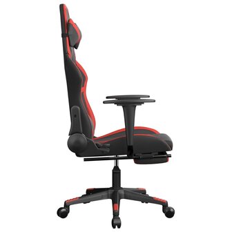 Gamestoel met voetensteun kunstleer zwart en rood 4