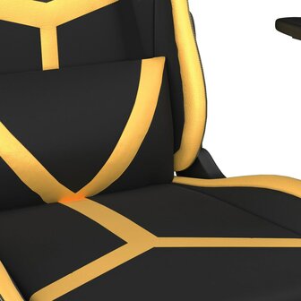 Gamestoel met voetensteun kunstleer zwart en goudkleurig 9