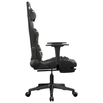 Gamestoel met voetensteun kunstleer zwart en camouflage 4