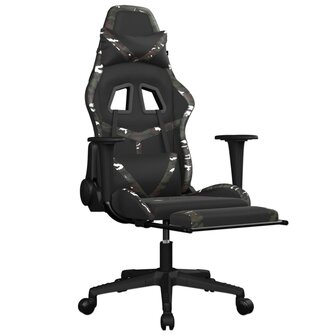 Gamestoel met voetensteun kunstleer zwart en camouflage 6
