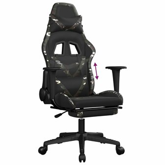 Gamestoel met voetensteun kunstleer zwart en camouflage 8