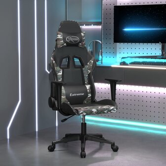 Gamestoel kunstleer zwart en camouflage 1