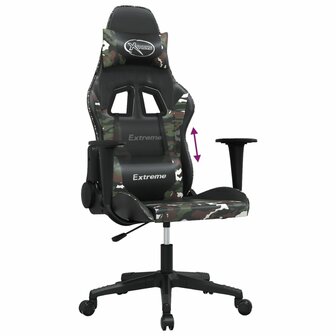 Gamestoel kunstleer zwart en camouflage 7