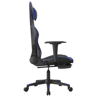Gamestoel met voetensteun kunstleer zwart en blauw 4