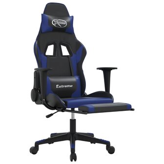 Gamestoel met voetensteun kunstleer zwart en blauw 6