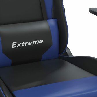 Gamestoel met voetensteun kunstleer zwart en blauw 9