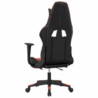 Gamestoel met voetensteun kunstleer zwart en rood 5