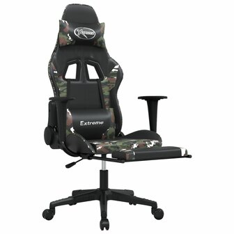 Gamestoel met voetensteun kunstleer zwart en camouflage 6