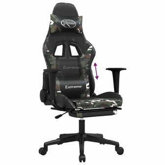 Gamestoel met voetensteun kunstleer zwart en camouflage 8
