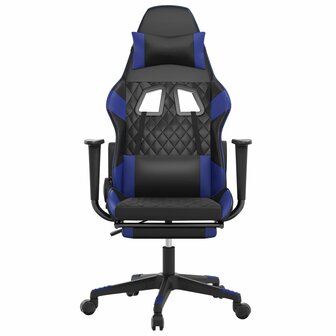 Gamestoel met voetensteun kunstleer zwart en blauw 3