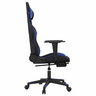 Gamestoel met voetensteun kunstleer zwart en blauw 4