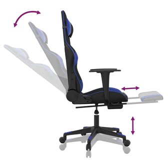 Gamestoel met voetensteun kunstleer zwart en blauw 7