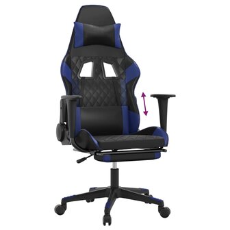Gamestoel met voetensteun kunstleer zwart en blauw 8