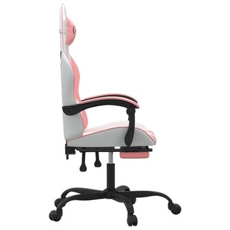 Gamestoel met voetensteun kunstleer wit en roze 4