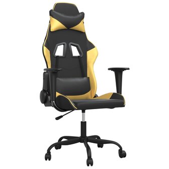 Massage gamestoel kunstleer zwart en goudkleurig 2