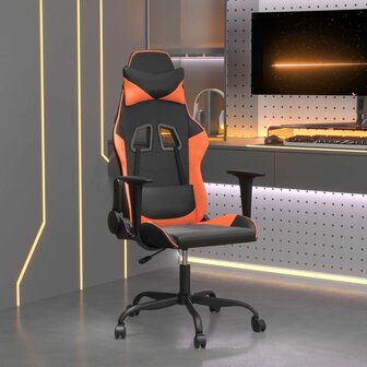 Massage gamestoel kunstleer zwart en oranje 1