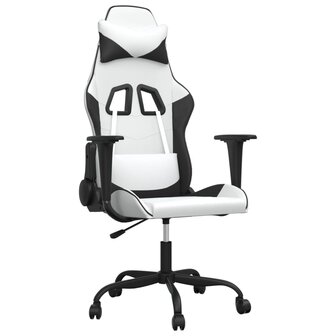 Massage gamestoel kunstleer wit en zwart 2