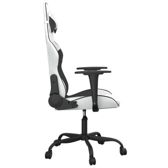 Massage gamestoel kunstleer wit en zwart 4