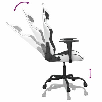 Massage gamestoel kunstleer wit en zwart 6