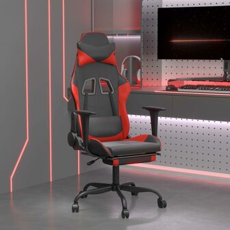 Massage gamestoel met voetensteun kunstleer zwart en rood 1