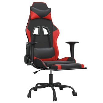 Massage gamestoel met voetensteun kunstleer zwart en rood 3