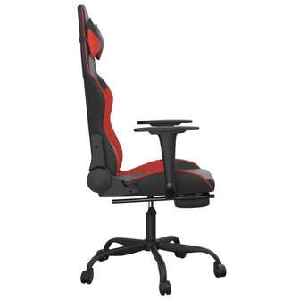 Massage gamestoel met voetensteun kunstleer zwart en rood 5
