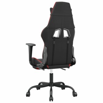Massage gamestoel met voetensteun kunstleer zwart en rood 6