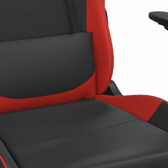 Massage gamestoel met voetensteun kunstleer zwart en rood 9