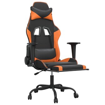 Massage gamestoel met voetensteun kunstleer zwart en oranje 3