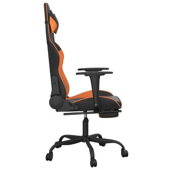 Massage gamestoel met voetensteun kunstleer zwart en oranje 5