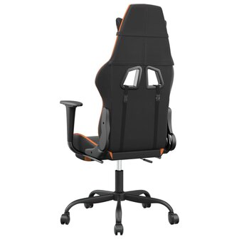 Massage gamestoel met voetensteun kunstleer zwart en oranje 6