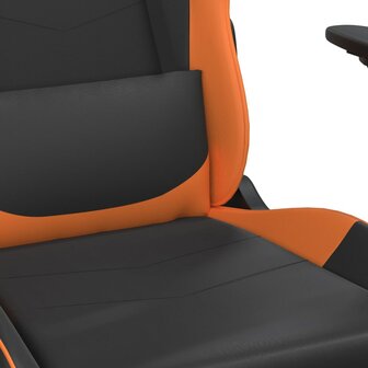 Massage gamestoel met voetensteun kunstleer zwart en oranje 9
