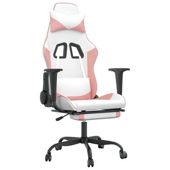 Massage gamestoel met voetensteun kunstleer zwart en roze 2