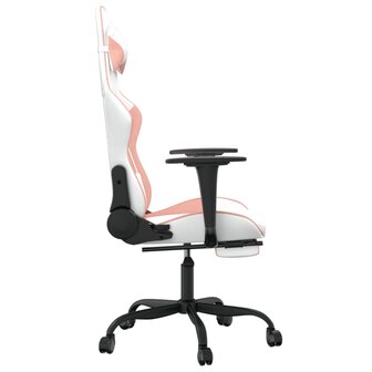 Massage gamestoel met voetensteun kunstleer zwart en roze 5