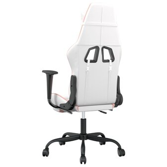 Massage gamestoel met voetensteun kunstleer zwart en roze 6