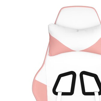 Massage gamestoel met voetensteun kunstleer zwart en roze 8