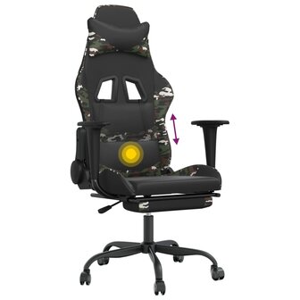 Massage gamestoel met voetensteun kunstleer zwart &amp; camouflage 8