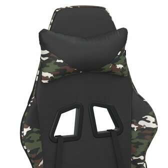 Massage gamestoel met voetensteun kunstleer zwart &amp; camouflage 9