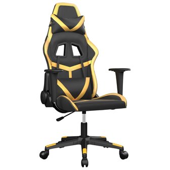 Massage gamestoel kunstleer zwart en goudkleurig 2