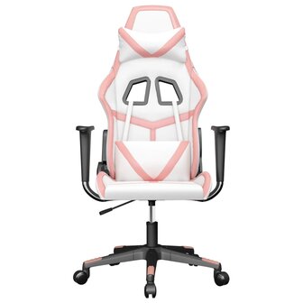 Massage gamestoel kunstleer wit en roze 3