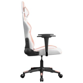 Massage gamestoel kunstleer wit en roze 4