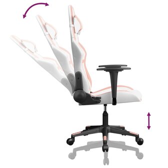 Massage gamestoel kunstleer wit en roze 5