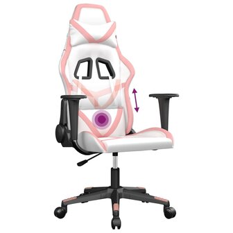 Massage gamestoel kunstleer wit en roze 6