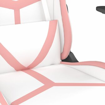 Massage gamestoel kunstleer wit en roze 8